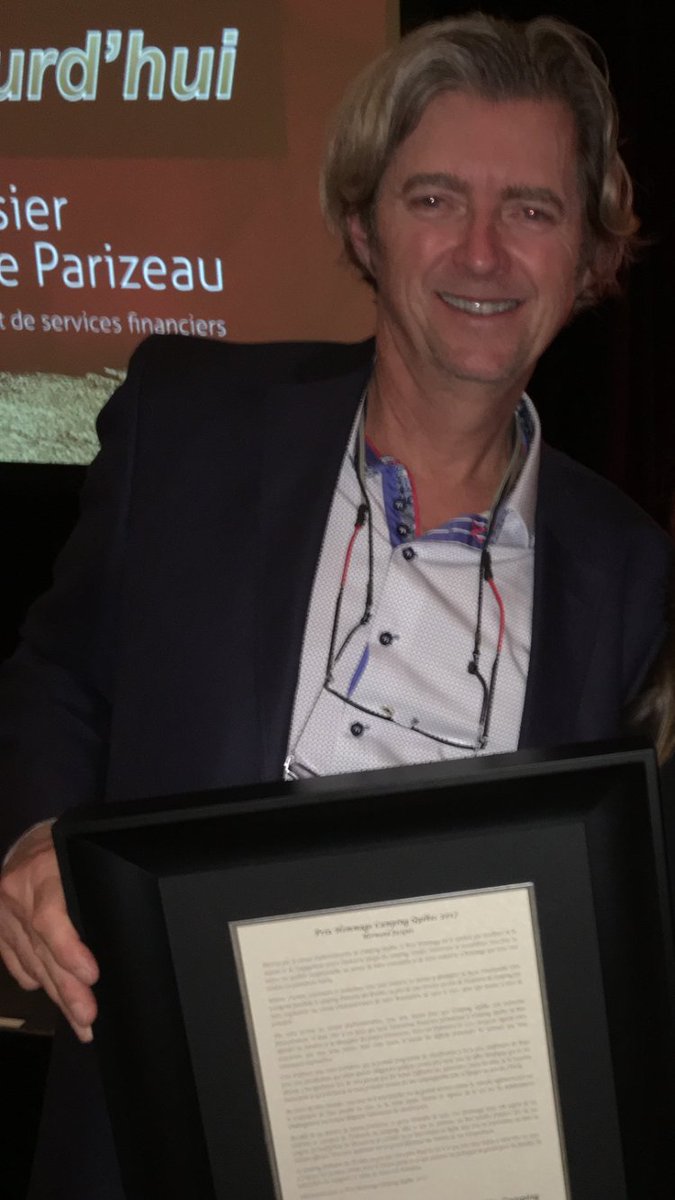 CampingQuebec's tweet photo. Normand Jacques mérite les honneurs, lauréat du prix Hommage de Camping Québec pour son implication dans l’industrie du camping! #GalaCQ2017 https://t.co/xfA1blJOGY