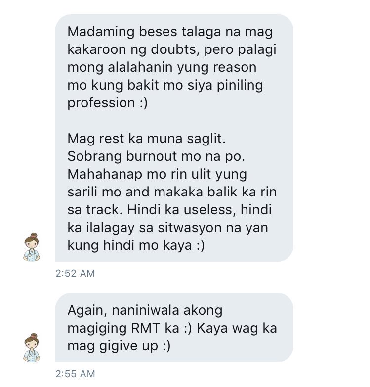 MedtechMustKnow's tweet image. “Naniniwala akong magiging RMT ka. Kaya huwag mag gigive up.” ☺️ #LabanMedtech 

Thank you @doktoraPotato sa mga payo ❤️