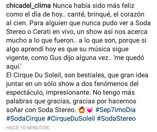 ChicadelClima's tweet photo. #SodaCirque #SodaStereo #Sep7imoDia 💓 https://t.co/rmGfXg2p5f