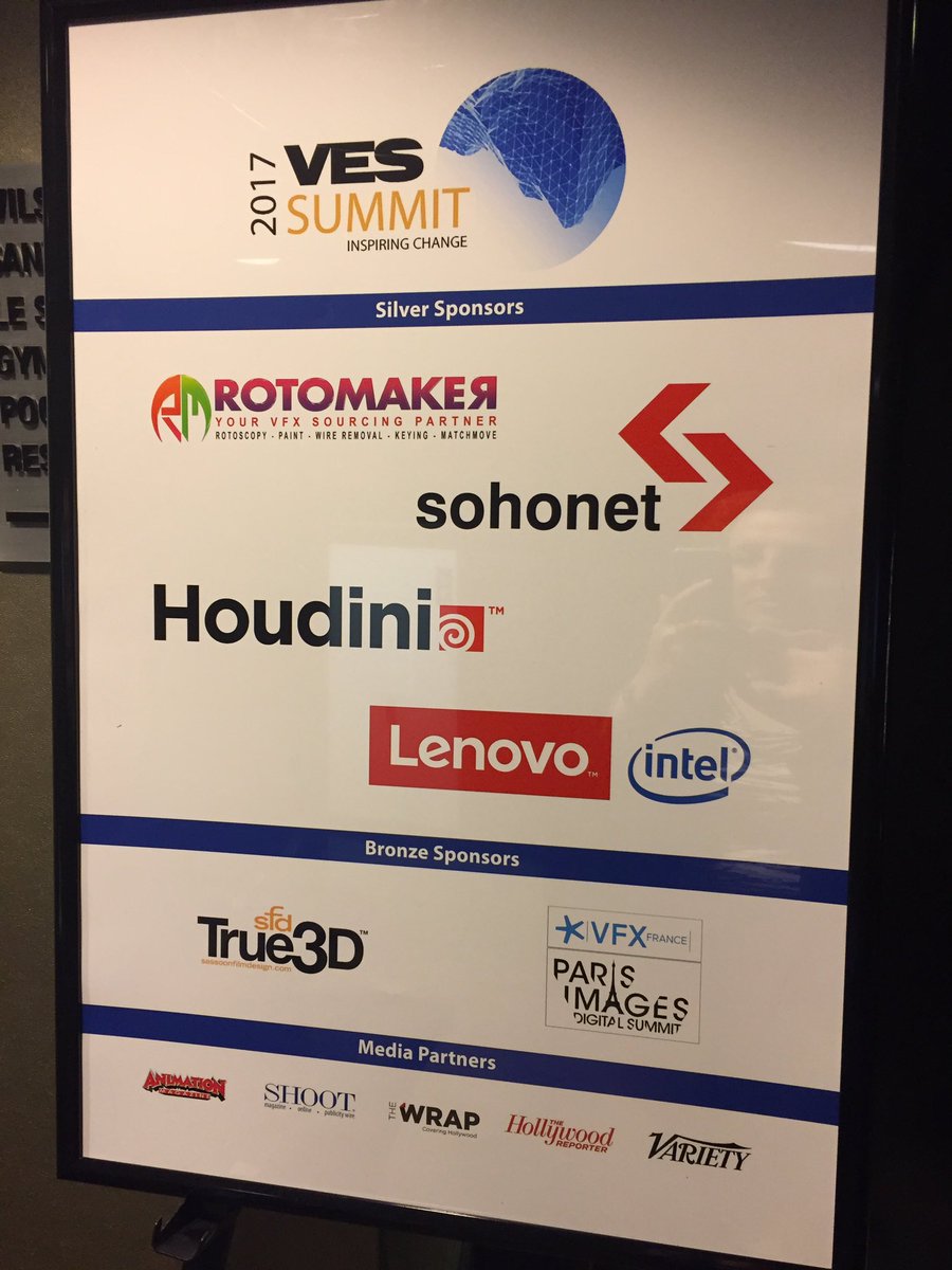 VFXSociety's tweet image. Thank you to our generous #VESSummit sponsors - @rotomaker @Sohonet @Houdini @lenovo @True3DProducts @ParisImagesDS