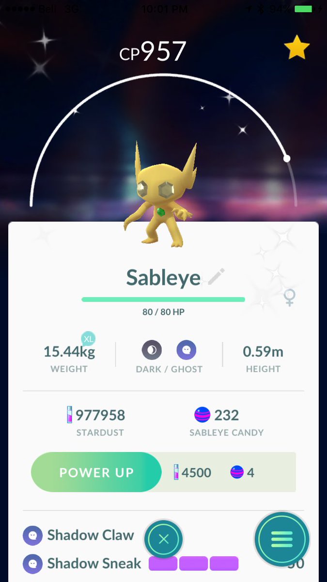 Mewtwotrainer's tweet photo. Great catch to end the night off😁@PkmnMasterHolly @ProdigiesNation @trnrtips @ReversalYouTube #shinysableye #pokemongo #pokemon https://t.co/yxbmqdThGh