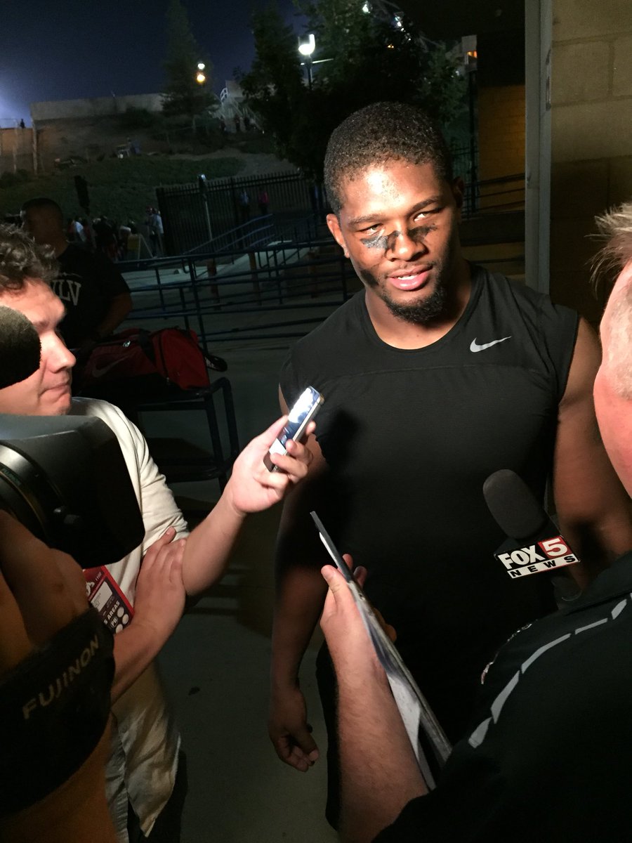 UNLVathletics's tweet photo. Jameer Outsey speaking with the media after the big win over the Bulldogs! https://t.co/96D8EhgNQz
