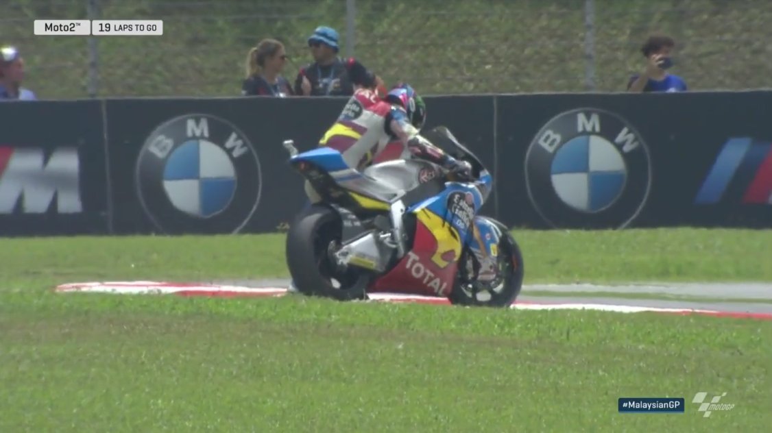 MotoGP's tweet photo. Nightmare start for @alexmarquez73 as he goes down in the first corner 🙁

#MalaysianGP https://t.co/ekBWcfuYmB