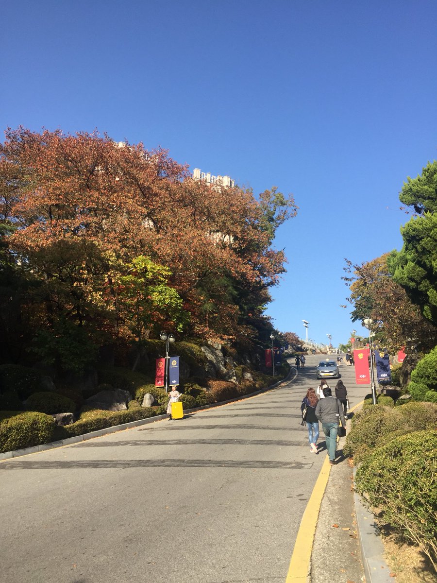 pixelminor's tweet photo. Huffing and puffing up the hill, we finally made it to the beautiful peace hall! https://t.co/A0zx7agSNn
