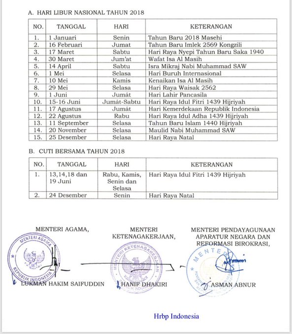 Deretan Hari Libur Nasional 2018, Ada 21 Hari! Yeaaay Bisa 