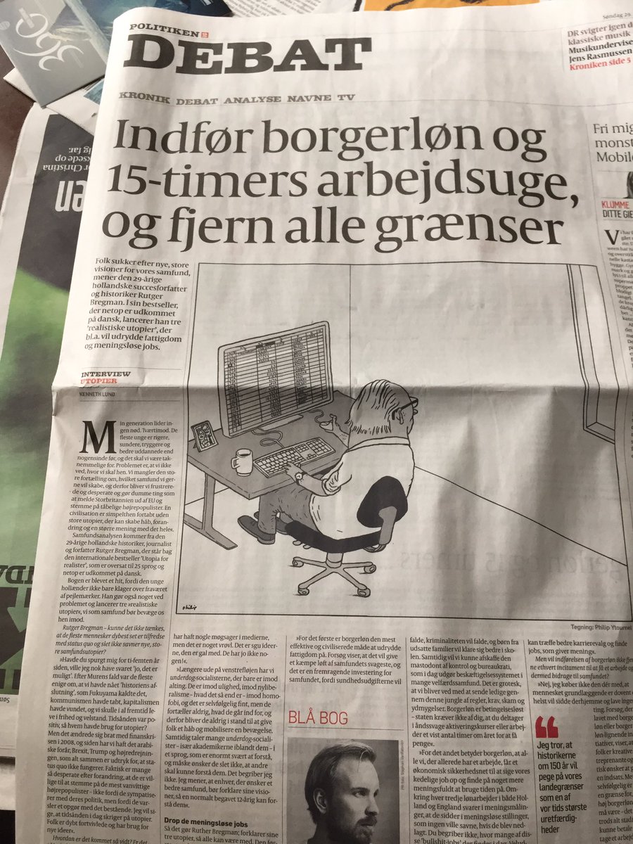 OliverWulffJ's tweet photo. Borgerløn - 15 timers arbejdsuge - fjern landegrænser. Spændende artikel af hollandske Rutger Bregman. Stof til eftertanke https://t.co/zk01dpavQW