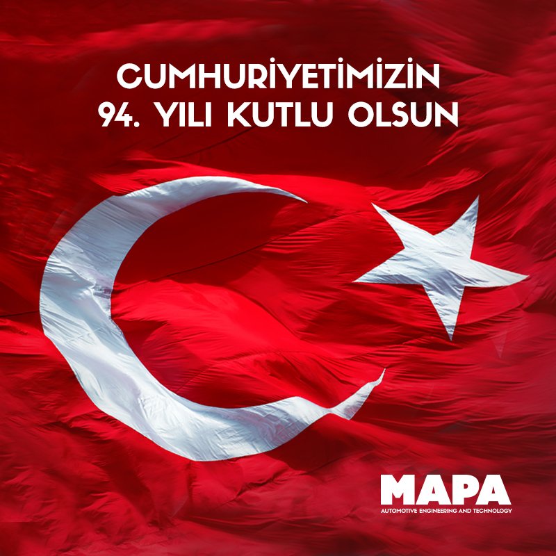 mapaautomotive's tweet photo. 29 Ekim Cumhuriyet Bayramı'mız kutlu olsun! 🇹🇷
#cumhuriyet #29ekim #cumhuriyetbayramı #Mapa https://t.co/8AEDjOWbjs