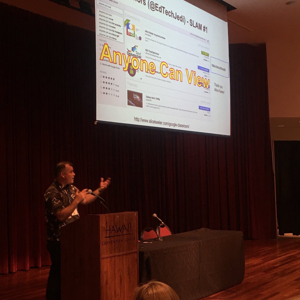 edtechjedi's tweet photo. @alicekeeler Wanted to share I used your #AnyoneCanView extension for my first impromptu #GoogleSlam Friday! #SOTF17 Mahalo Photo credit @mauilibrarian2 https://t.co/EMRDRkFtpt