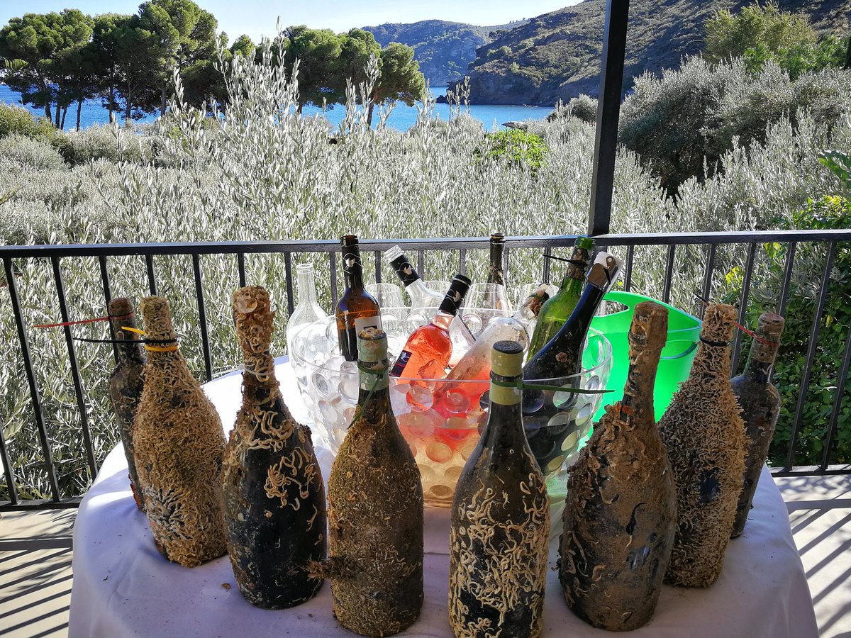 tusdestinos's tweet photo. Así son las botellas de vino y cava envejecidas en el fondo del más en @CalaJoncols #calajoncols #incostabrava https://t.co/UErxhUP2B8