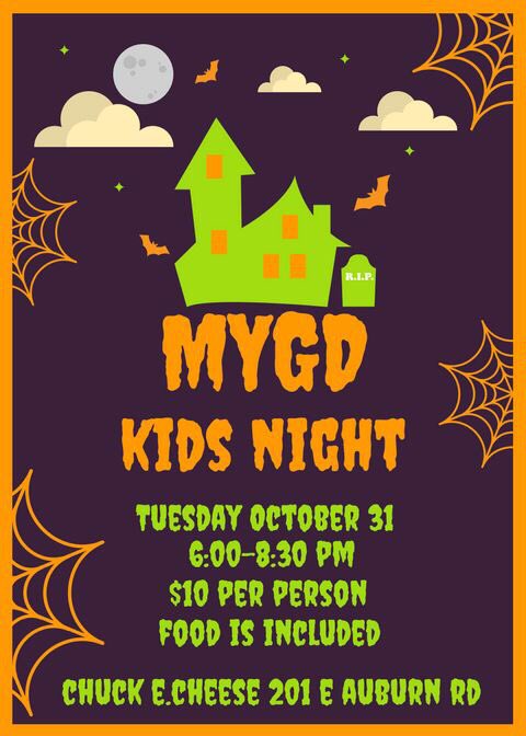 MYGD's tweet image. DONT FORGET MYGD kids night is this Tuesday!! All ages are welcome🎃