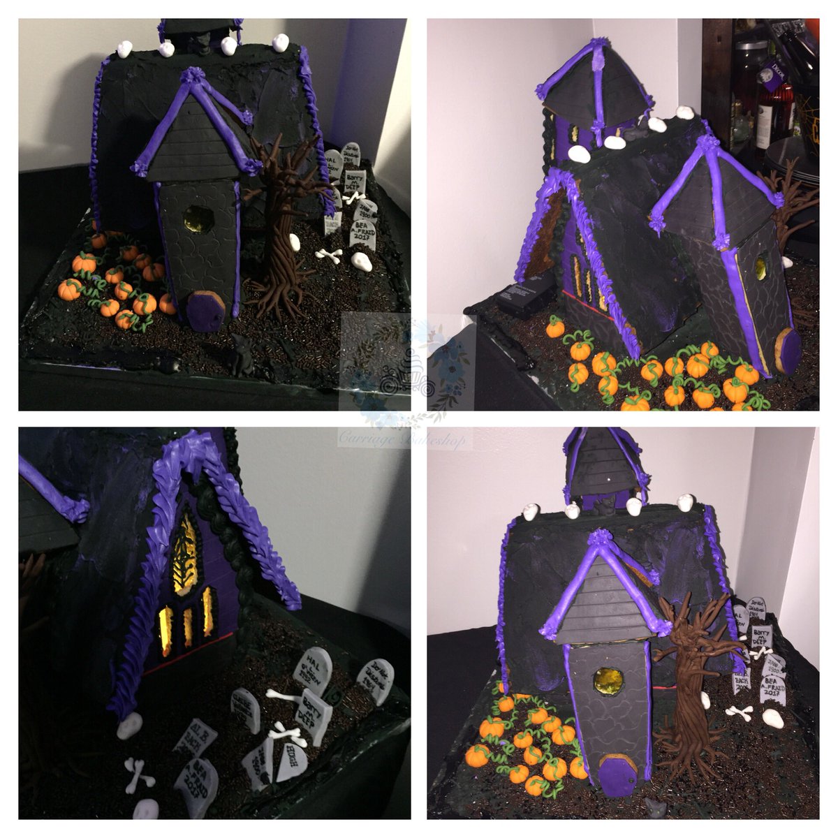 CarriageBakeshp's tweet photo. #hauntedgingerbread house#pumpkins #graveyard #hauntedhouse #halloweenfood #halloween https://t.co/DNiIdQUzhn