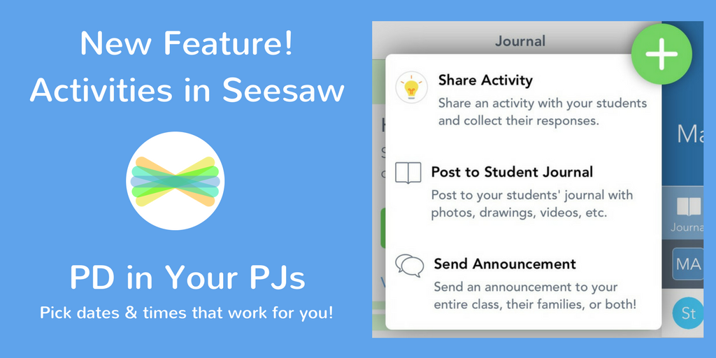 Seesaw's tweet photo. Hope you can join us to learn more about Seesaw’s newest feature, all from the comfort of your couch! https://t.co/7ng9F0NUJe https://t.co/g2sch4ay3e