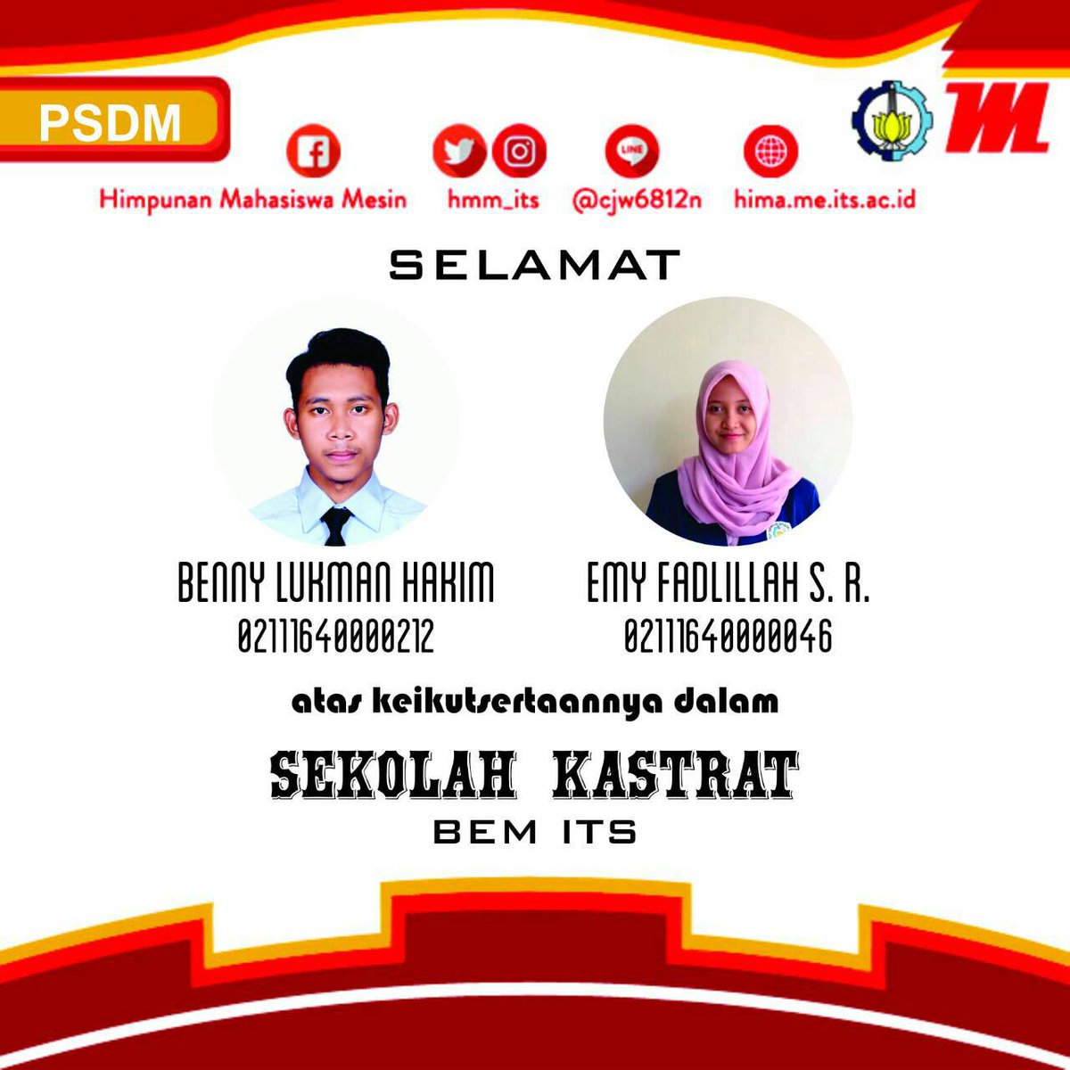 [ SEKOLAH KASTRAT ]

SELAMAT!!! 
Telah terpilih untuk mengikuti SEKOLAH KASTRAT 2017 oleh BEM ITS