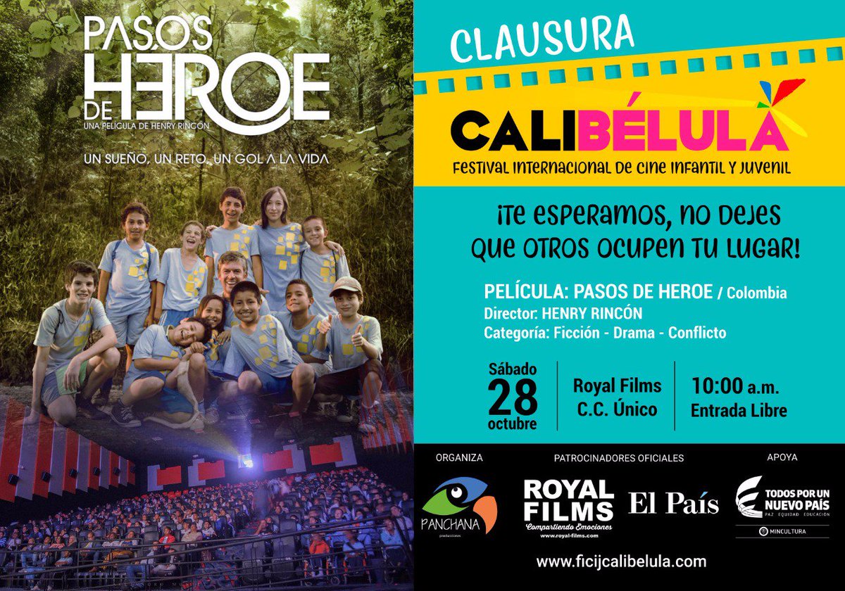 maxcultura's tweet photo. #Maxcultura
CLAUSURA INTERNACIONAL DE CINE INFANTIL Y JUVENIL #CaliBelula 2017
#CCUnico @ClubRoyalFilms 
28OCT
#EntradaLibre https://t.co/nodaHBHvR7