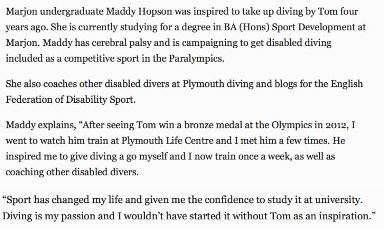 Excited to see this in the <a href="/PlymouthHerald/">PlymouthHerald</a> online! ❤ <a href="/marjonuni/">Plymouth Marjon University</a> <a href="/MarjonOutreach/">Marjon Outreach</a> <a href="/MarjonSPDEV/">Marjon Sport Dev. & Coaching / Sport Management</a> <a href="/TomDaley1994/">Tom Daley</a> <a href="/PlymouthDiving1/">Plymouth Dive Team</a>