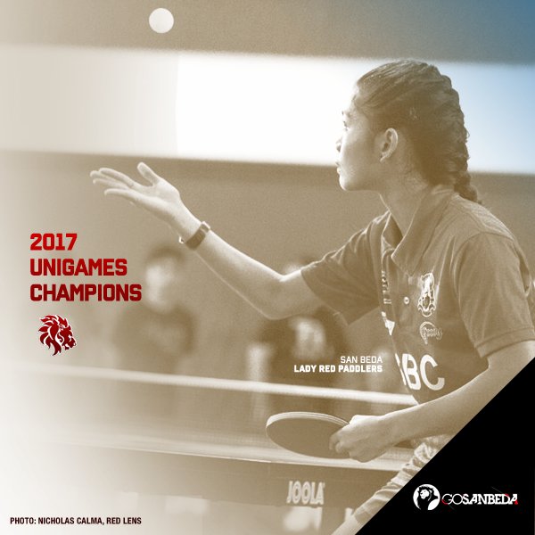 sanbedasports's tweet photo. Congratulations, San Beda Lady Red Paddlers! #Unigames2017 Women's Table Tennis Champions! #GoSanBeda https://t.co/2FylRVWfpU