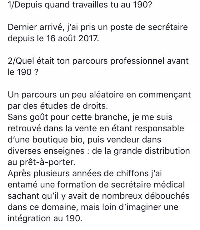 Le190_Paris's tweet photo. Chaque semaine faites connaissance avec un membre de l’équipe #Le190. Aujourd’hui Alexandre, secrétaire médical, répond à nos questions. https://t.co/eEOpWCDb1D