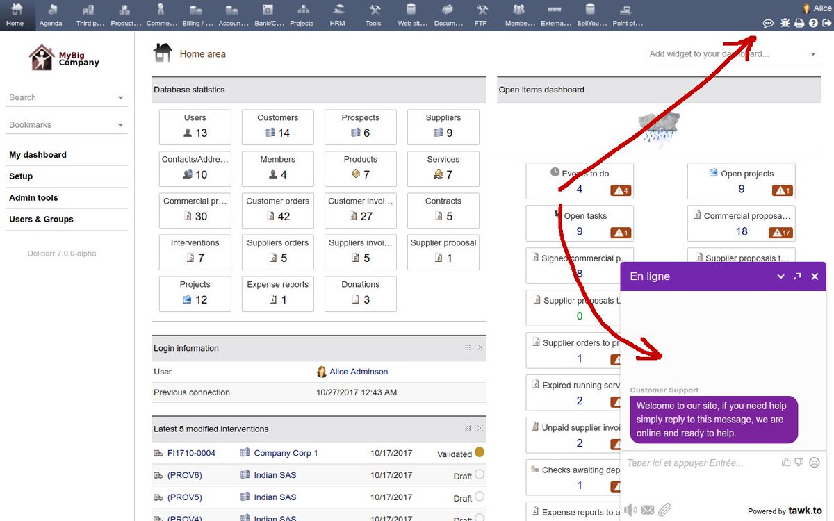 Dolibarr Erp Crm On Twitter An Interesting Free Module For People Offering Chat Support To Their Dolibarr Customers Base On Tawktotawk Https T Co D9hhgdj7i8 Https T Co Vvhjcwfpbf