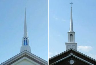 Jesus said to find him look to those w/o clothes. But the homeless must learn personal accountability. So the steeple is a middle finger.