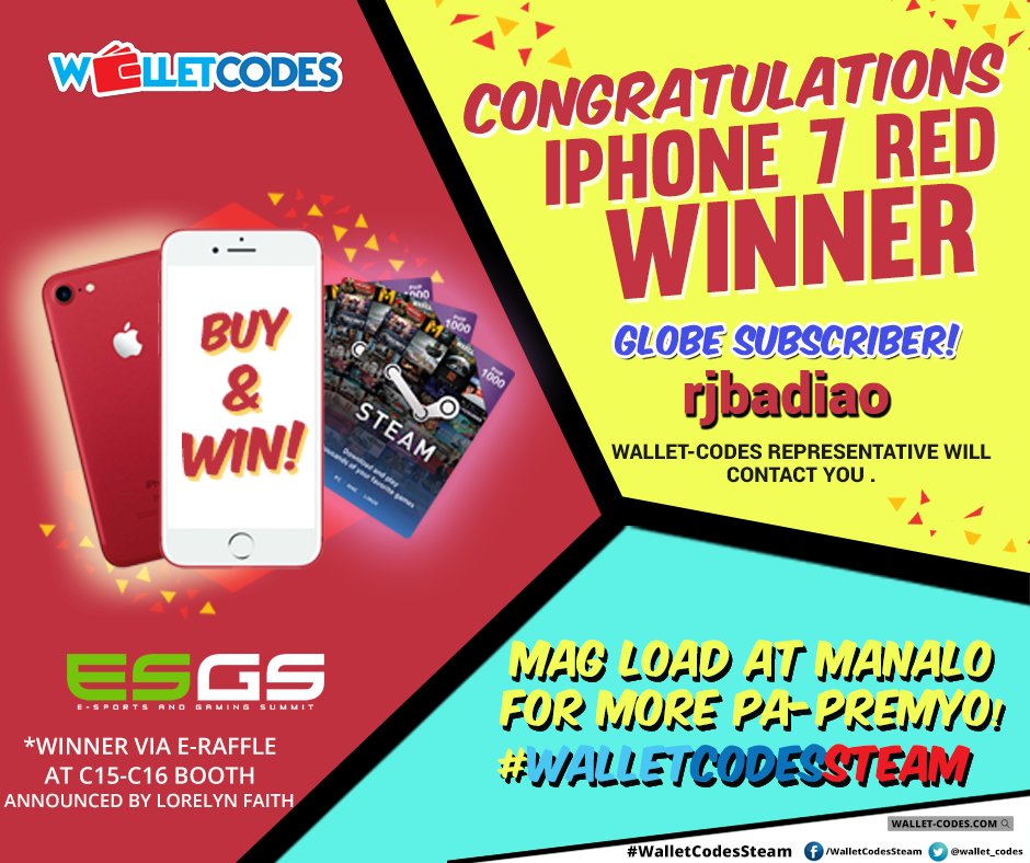 walletcodes's tweet image. Congratulations 👉 rjbadiao 👈 iPhone7Red Winner!
#walletcodessteam #steamwallet #steamwalletcodes #giveaway #ESGS2017 blog.wallet-codes.com/iphone-7-red-w…