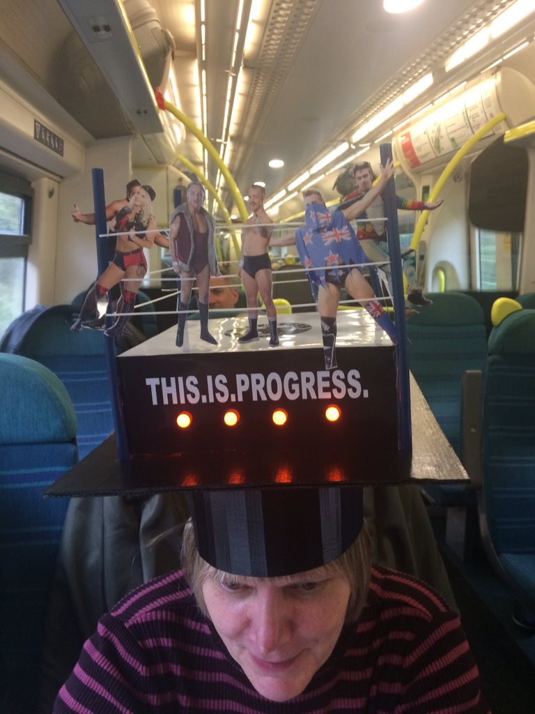 barney_w's tweet photo. Bringing my mum to her first @ThisIs_Progress today and she's made an amazing hat that would probably suit @jimsmallman actually! https://t.co/6DZiBb0iwQ