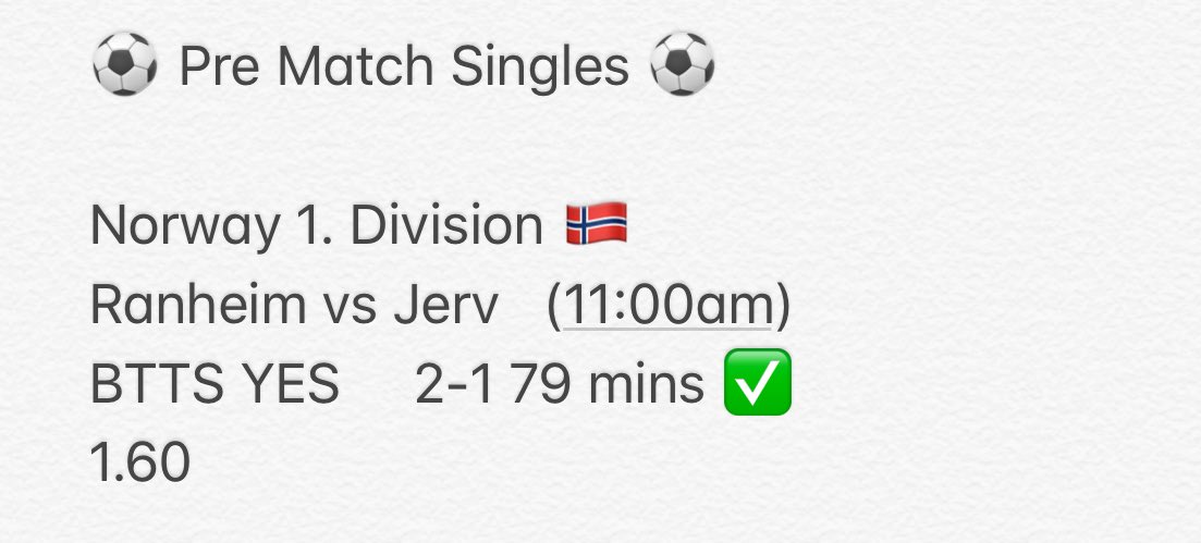 FHTSports's tweet photo. Good start to the day as our first #PreMatch single is a WINNER ✅💸 https://t.co/MKnoZVWdpB