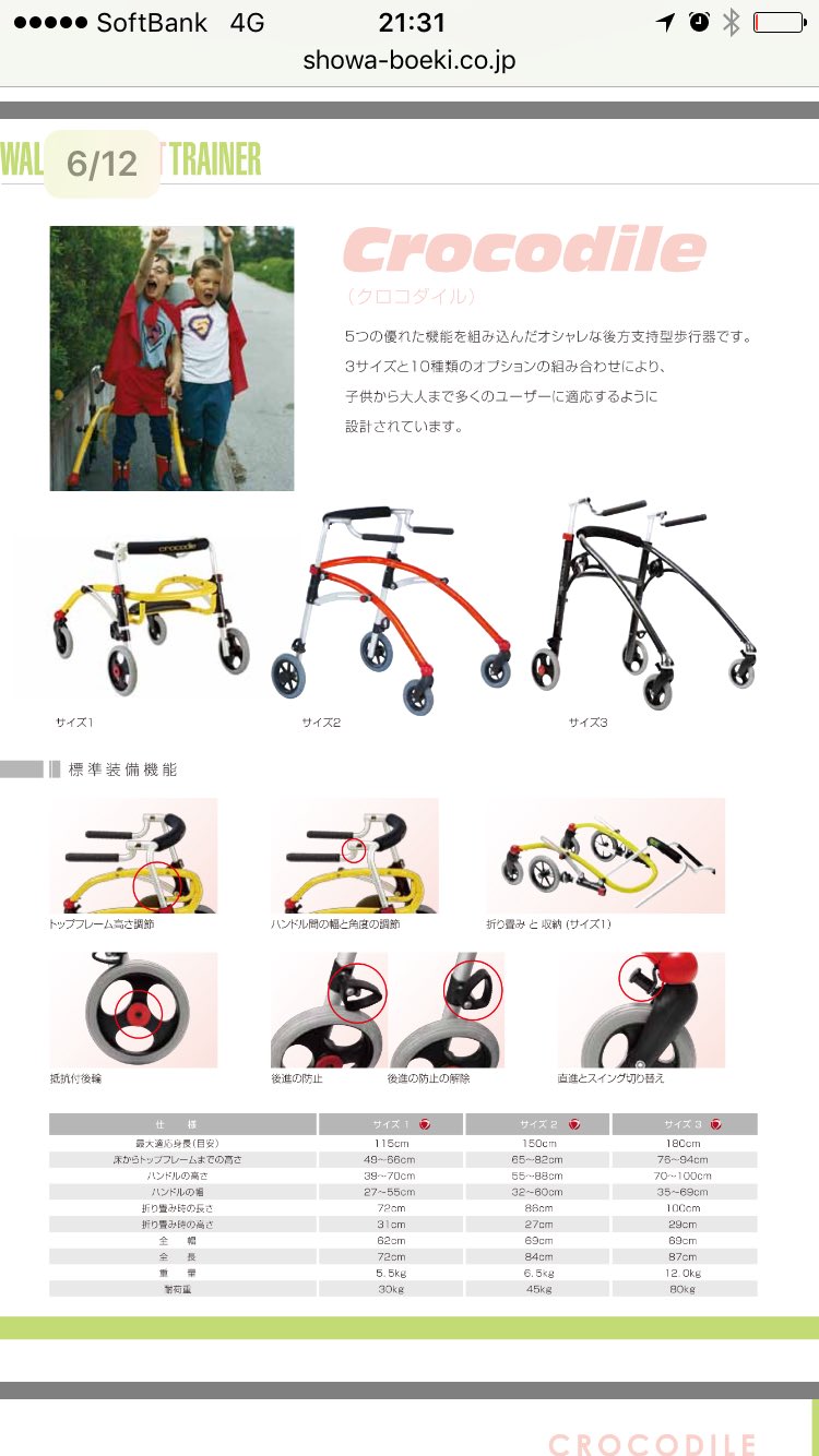 歩行器 クロコダイル Crocodile 後方支持歩行器 障害児 R82 Crocodile・ｸﾛｺﾀﾞｲﾙ後方支持型歩行器【昭和貿易株式会社】