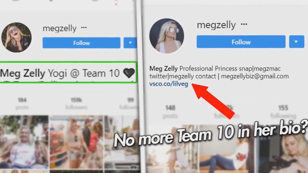team10exposed's tweet photo. EXPOSED!!! @megzelly took Team 10 out if her bio! That could only mean that she was fired. Sad. #jakepaulisoverparty https://t.co/a9YtpVZb28