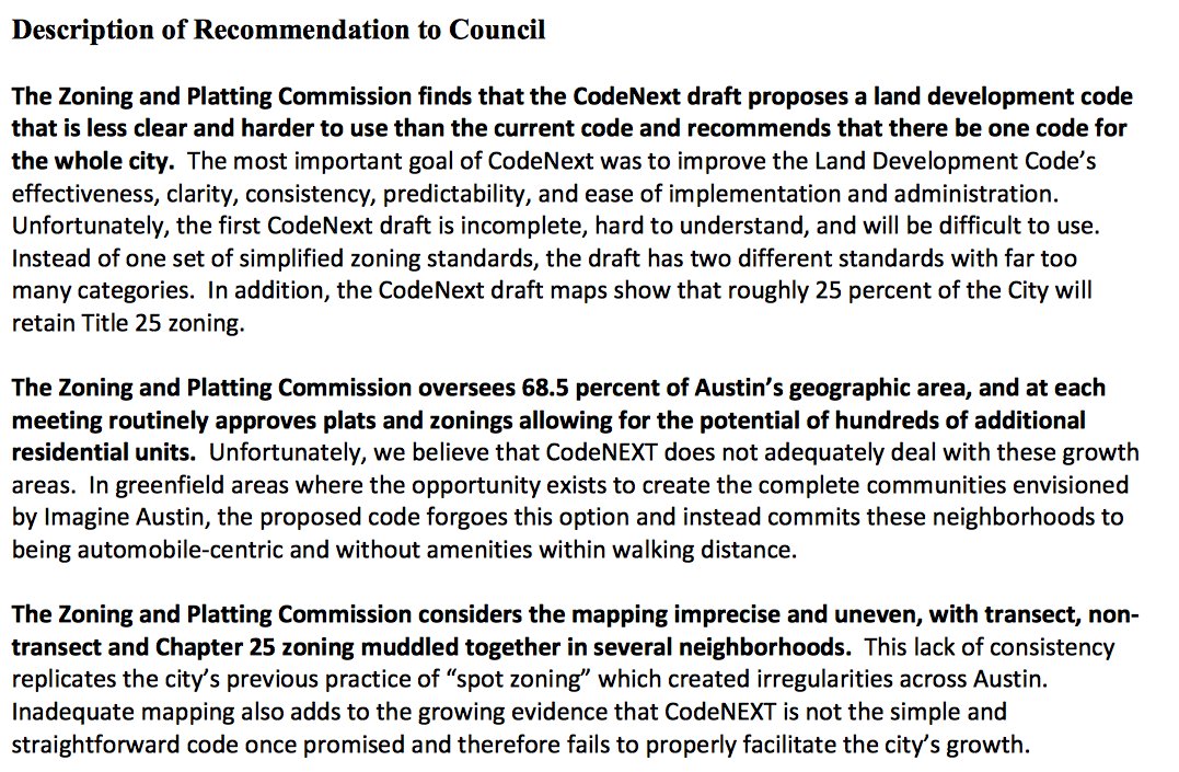CodeNOatx's tweet photo. ZAP said #CodeNEXT difficult to use, doesn't deal with growth areas, doesn't make suburbs pedestrian-friendly &amp; map is inconsistent. https://t.co/uAhAIg9JEk