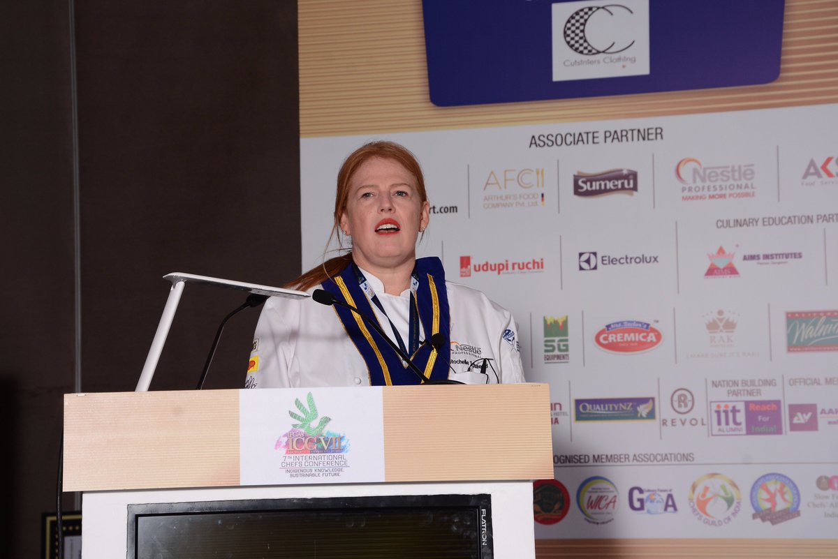 IfcaIndia's tweet photo. Chef Rochelle Shaetzl talks on “Ensuring future of the Culinary profession” during IFCA's 7th International Conference #IFCA #ICCVII https://t.co/KYWOXMSMfJ