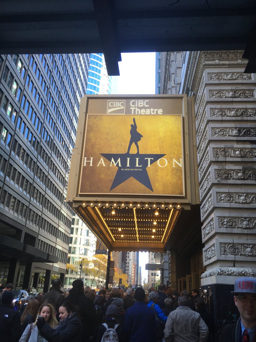 ka1mcgraw's tweet photo. Surreal experience right now. Walking into #BroadwayChicago to see #Hamilton !!!!! https://t.co/bxhk2FMHgp