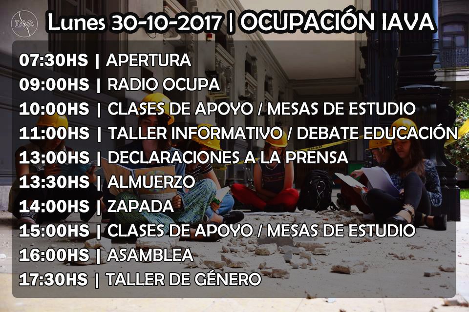 Apoyando la medida de ADES-IAVA el lunes 30 ocupamos el liceo con diferentes actividades durante el día.
¡Arrímate!