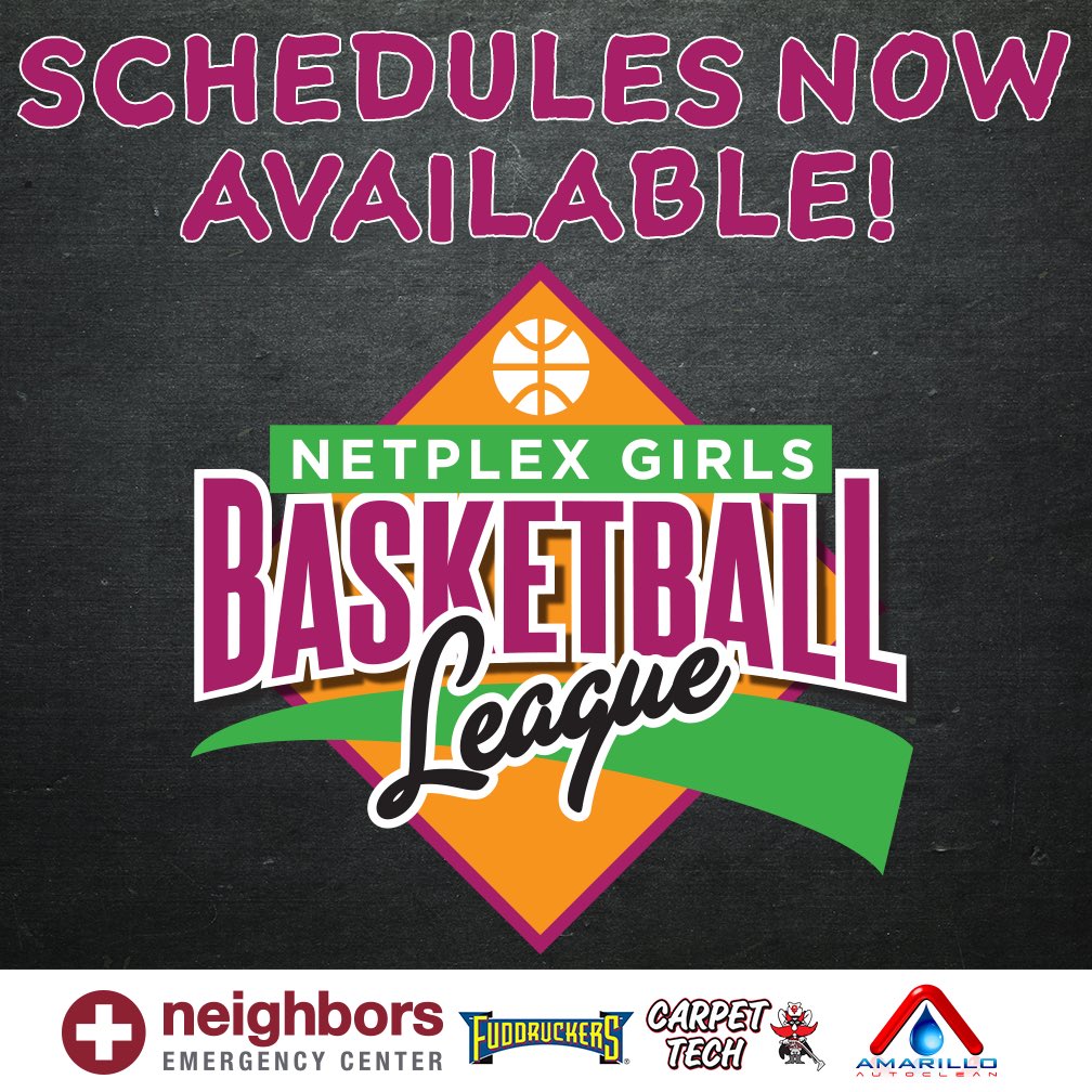 AmarilloNetplex's tweet photo. Netplex Girls Basketball League schedules are now available! Visit https://t.co/RibgdWjtTT and click the Girls Basketball page! #amarillo 🏀 https://t.co/v4ei86KxKn