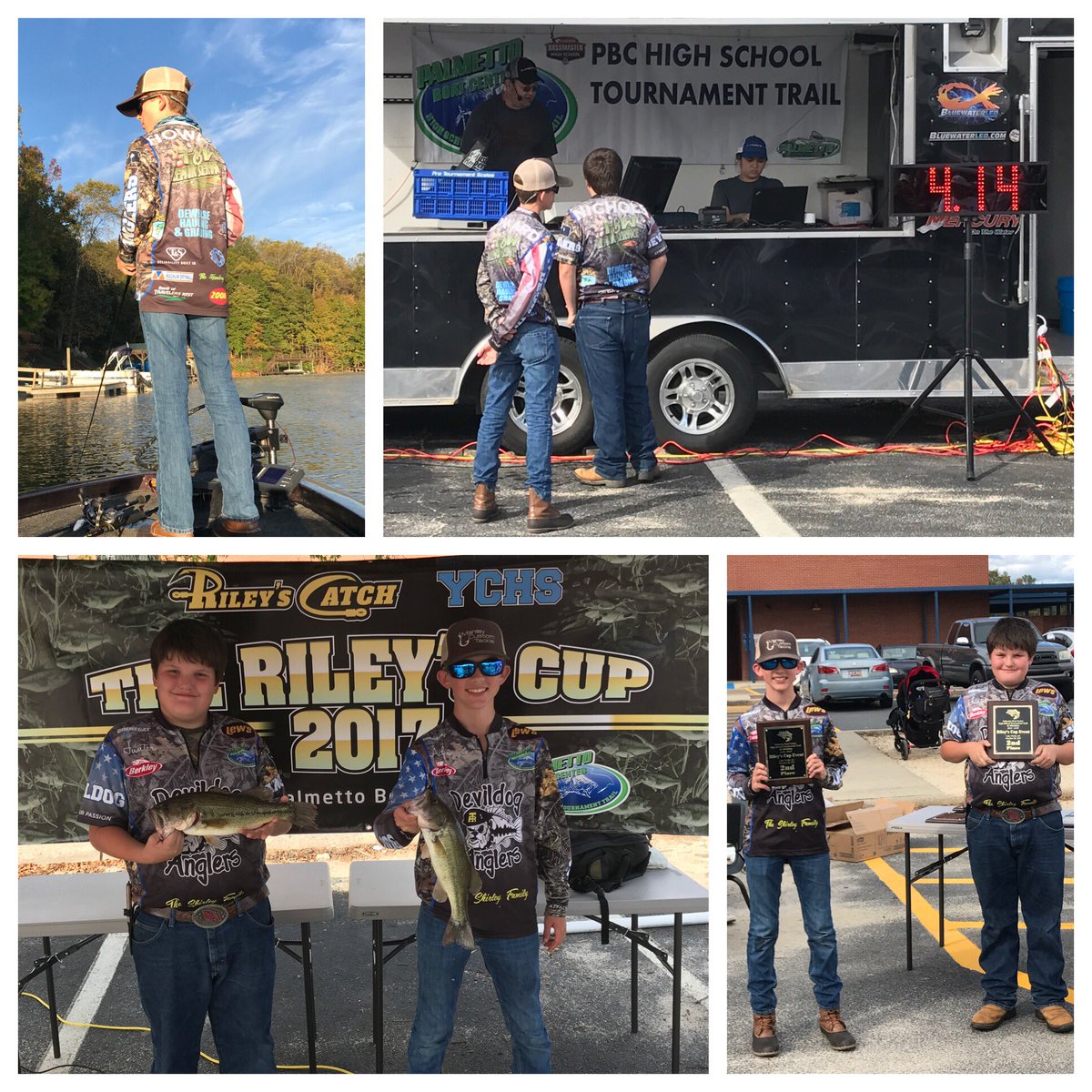 AHowardFishing's tweet photo. Tough day on Lake Wylie but we grinded it out for a 2nd place finish in middle school division @RileysCatch. #devildoganglers https://t.co/8QVNGCXB8J