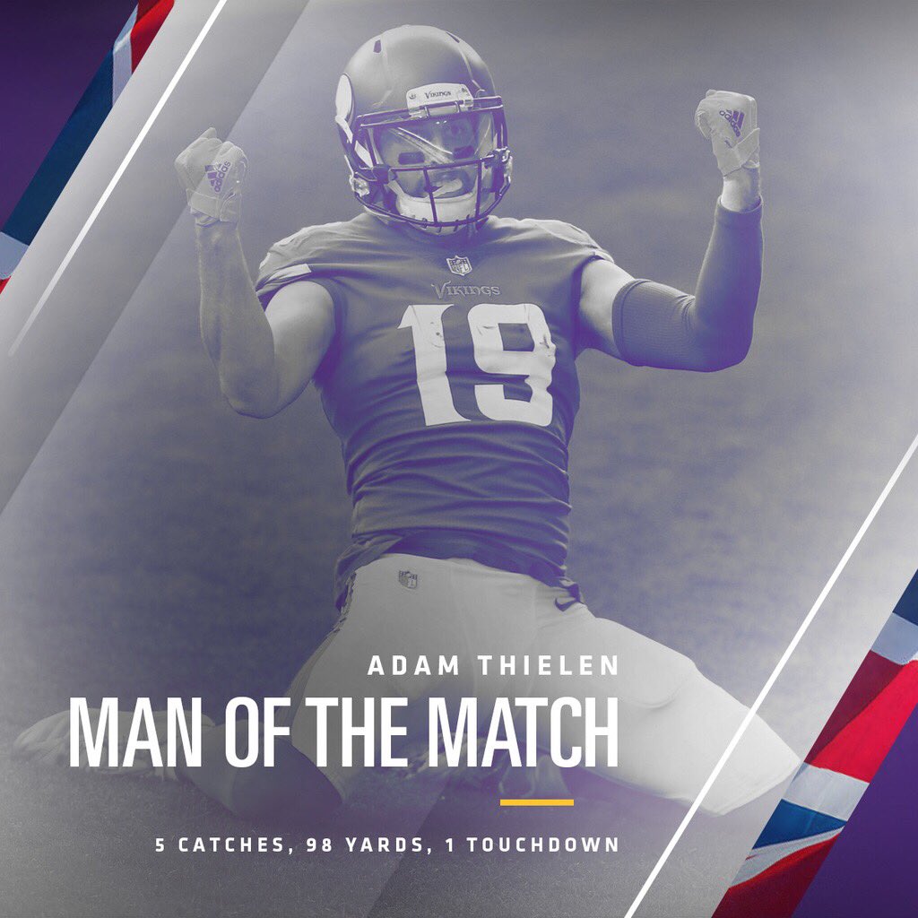 A splendid performance by the Man of the Match, @athielen19. #Skol  #NFLUK https://t.co/7vzMOML1Kb