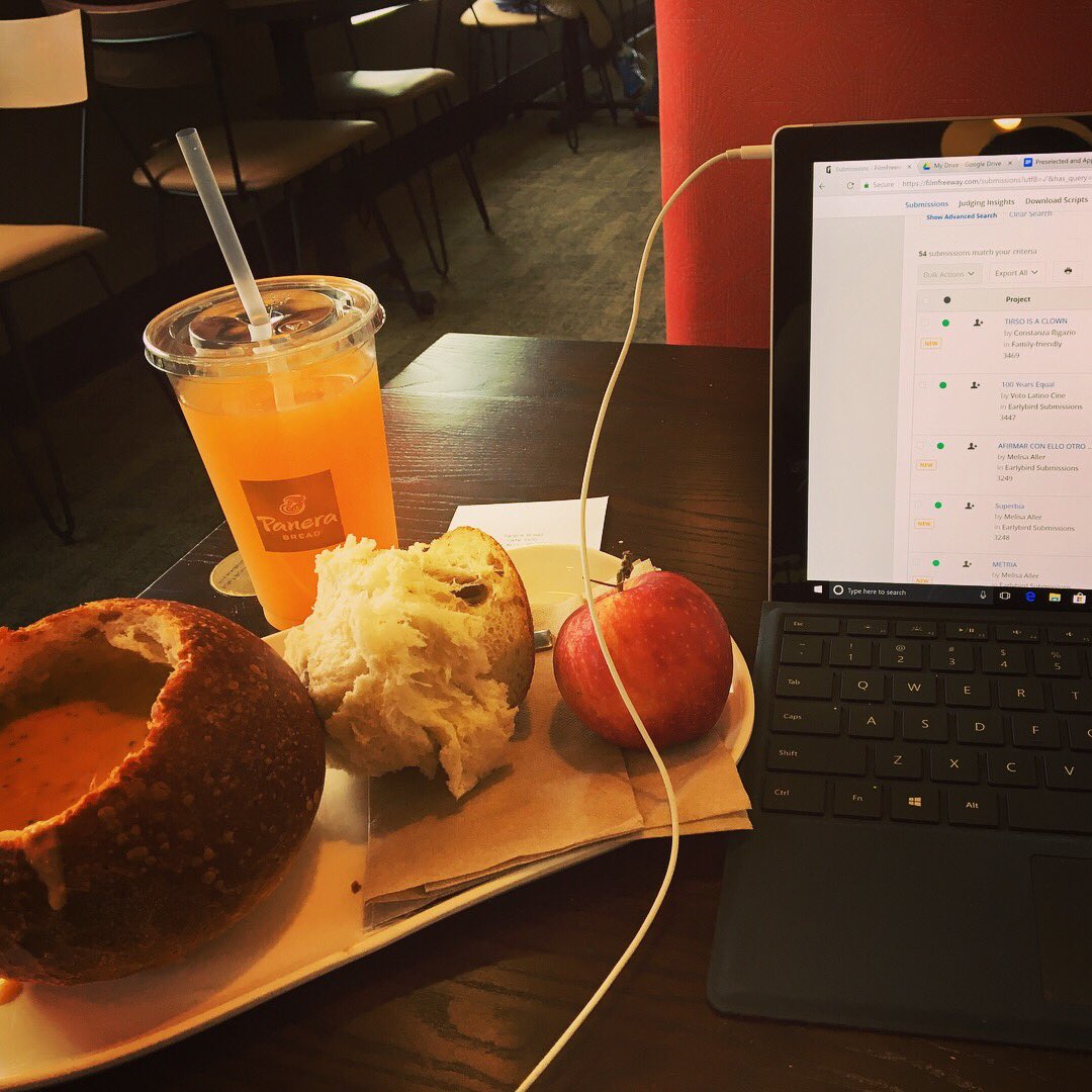 QCCinephiles's tweet photo. Itβs time to get to business and make #shortfilm selections. Thanks, @FilmFreeway and @panerabread !
#sundaybrunch #freewifi #shortfilms #qccinephiles #filmfreeway #broccolicheddarsoup #breadbowl #bloodorangelemonade #autumndays #filmlineup #supportindiefilm #ilovefilms https://t.co/WAUHv1T1Vn