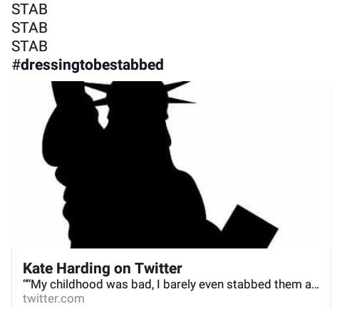 MarkBell5's tweet photo. @KateHarding #dressingtobestabbed
@KateHarding 
#KateHarding https://t.co/0DIVlb37Uo