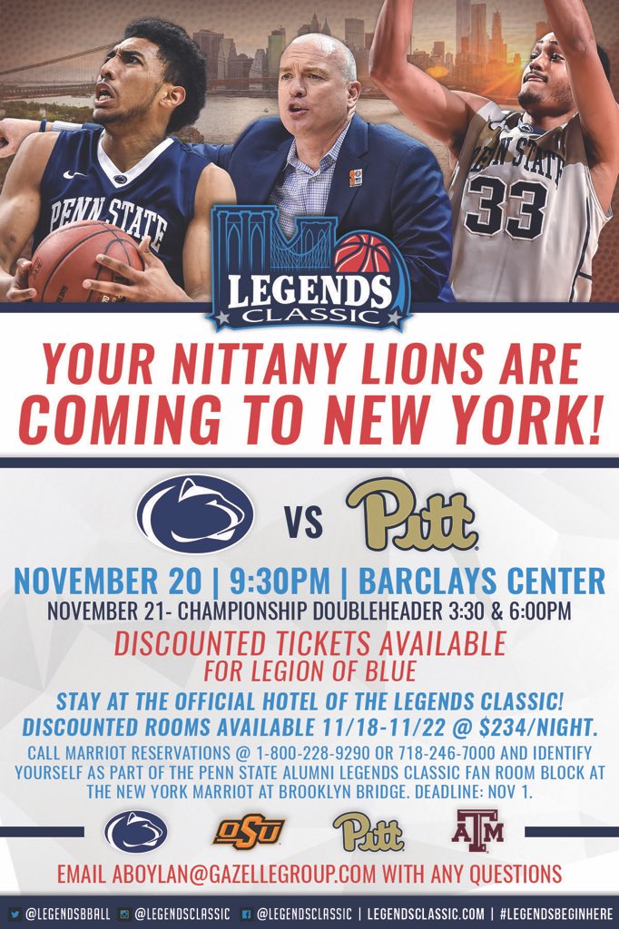 LegionofBluePSU's tweet photo. We're heading to the Legends Classic at the @barclayscenter! Get your student tickets today! #LegendsBeginHere

🔗: https://t.co/qTvfqitOHs https://t.co/mQckwox12f