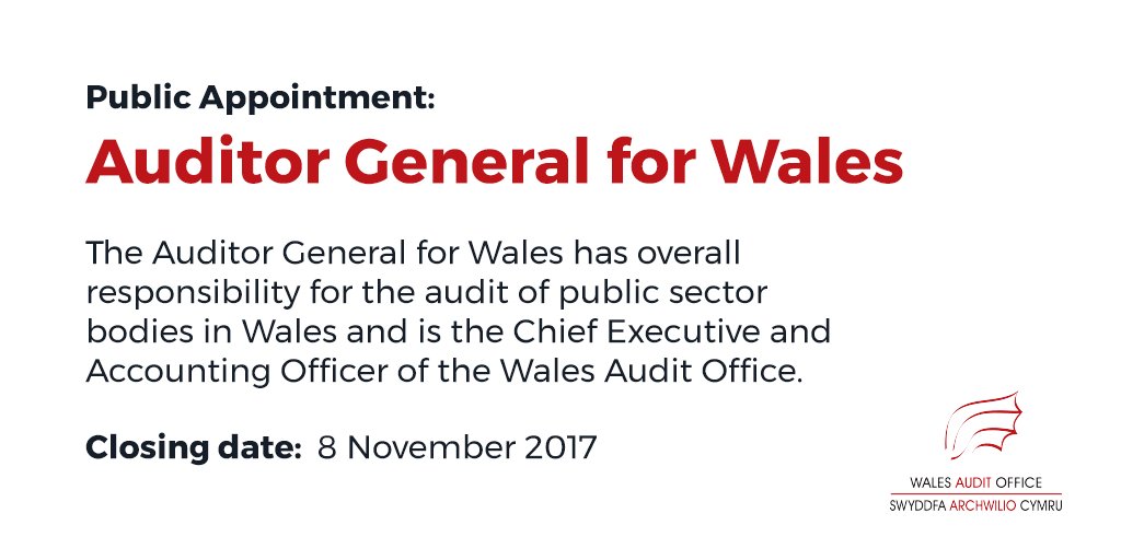 We are looking to appoint a new Auditor General for #Wales <a href="/WalesAudit/">Audit Wales / Archwilio Cymru</a>. Find out more on our website: socsi.in/Jc8Js