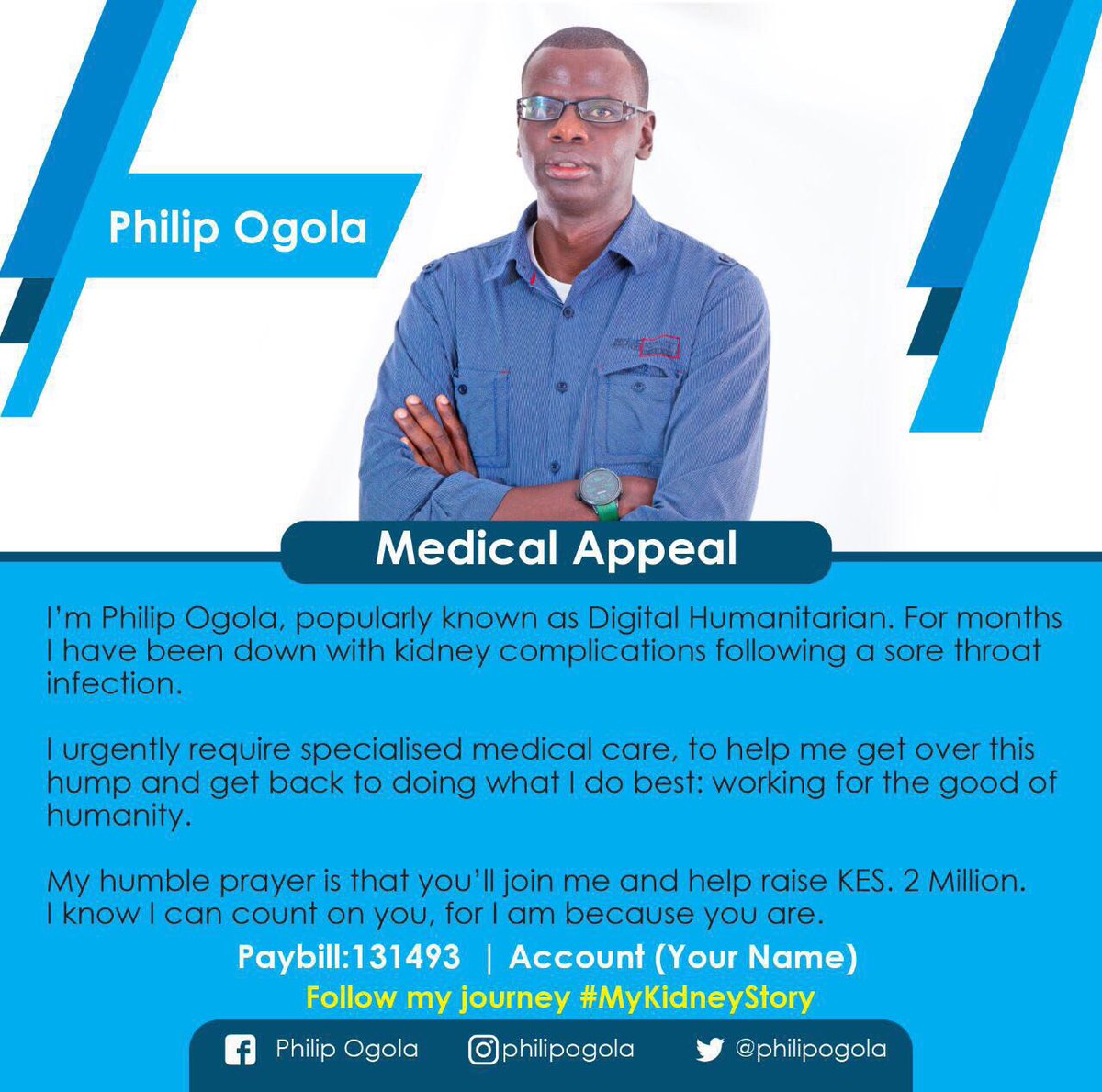 Brianmbunde's tweet image. Hi Guys, Let's assist @PhilipOgola with what we can. He is one of us and really needs our help. RTs are appreciated #MyKidneyStory.