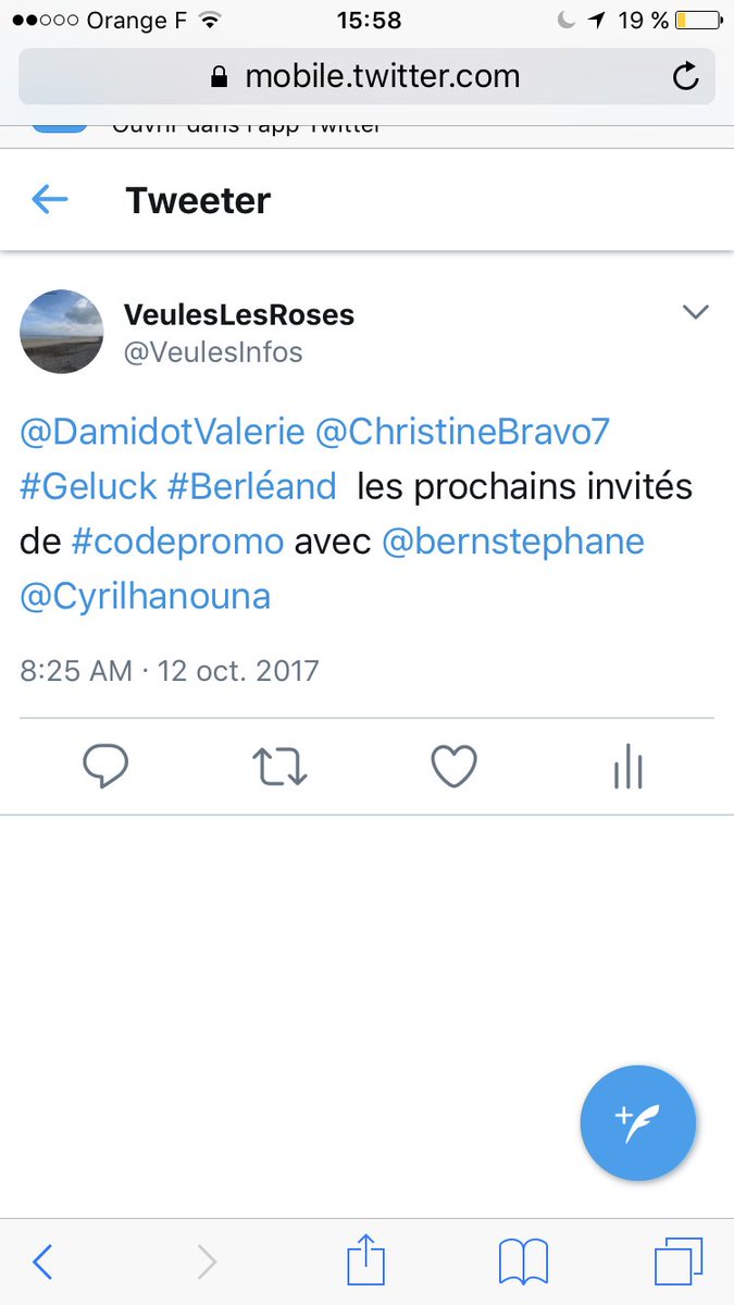 VeulesInfos's tweet photo. #codepromof2 on l'avait prédit le 12 oct 2017 @ChristineBravo7 sur @CodePromoF2tv https://t.co/tcGiAujGXG