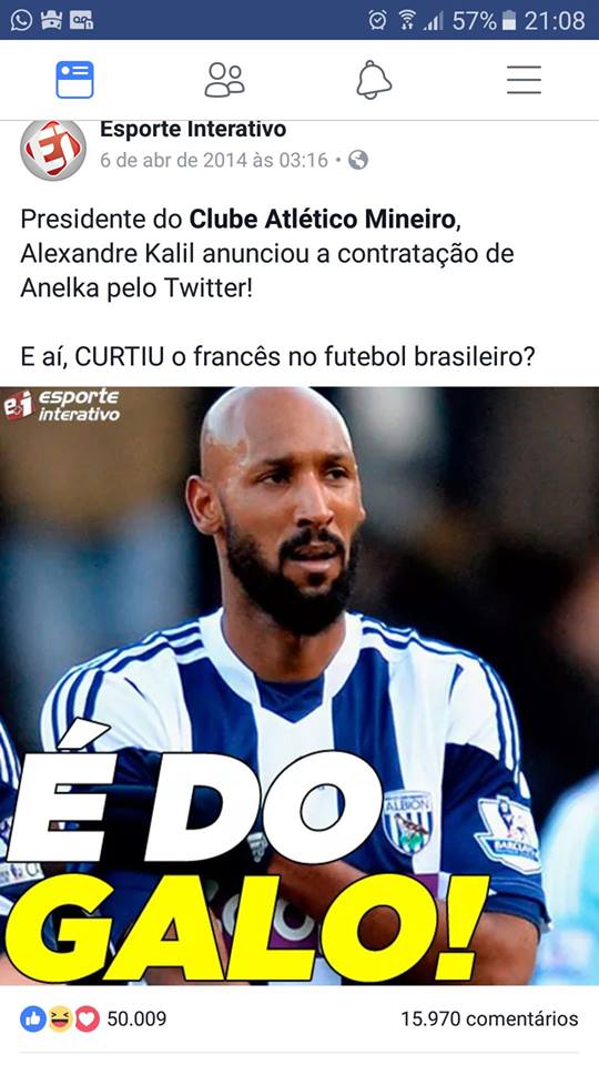 Anelka, o segundo maior ídolo da história do Atlético-MG e autor do gol que deu o Bicampeonato ao clube. (O maior ídolo é o Verón).