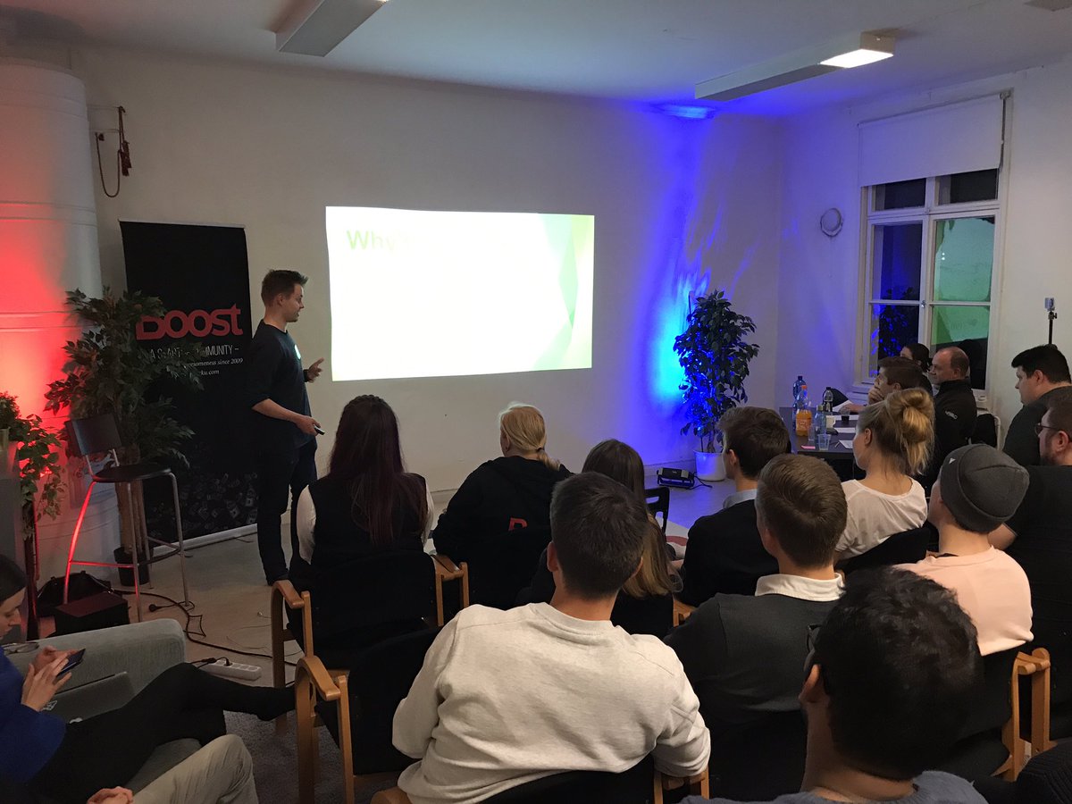 SWturku's tweet photo. Team Larva Farm pitching their insect food startup #SWturku #StartupWeekend #turku #startup https://t.co/FIt6fzJWRI