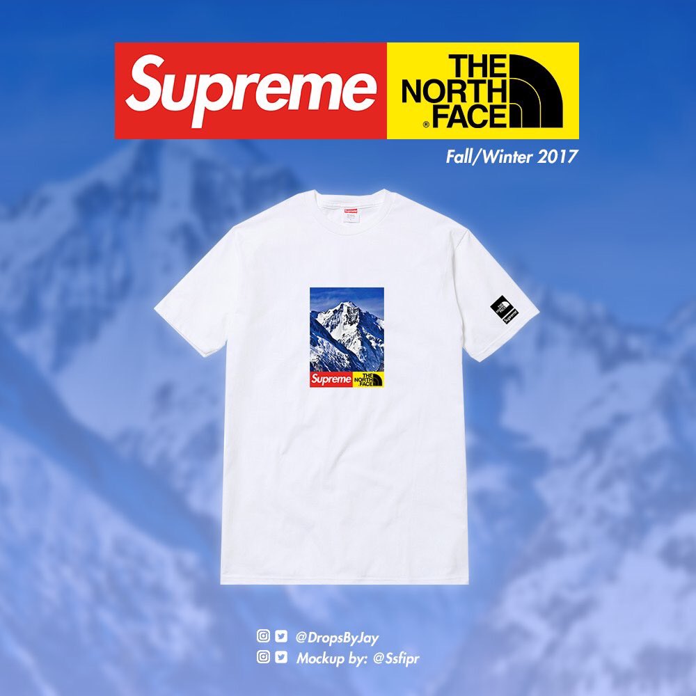 supreme north face white tee