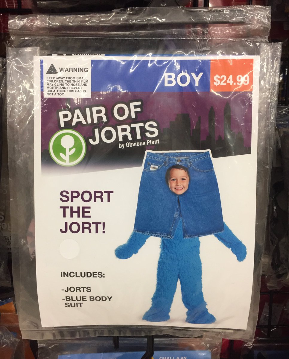 obviousplant_'s tweet photo. Sport the JORT! I left this fake costume in a Halloween store... https://t.co/ZmJtReNfe9