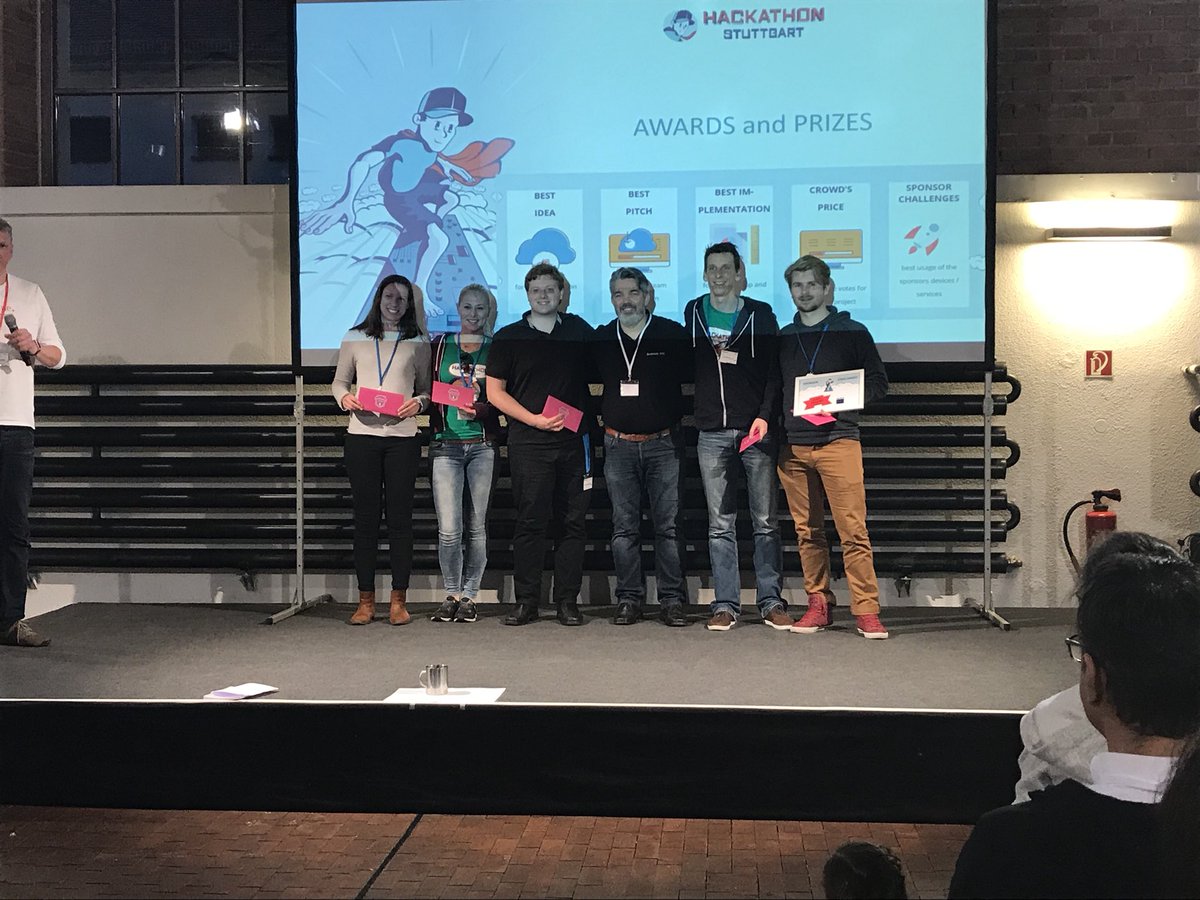HackathonStg's tweet photo. Sponsor Award of @TRUMPFinc goes to Team Naked Factory! Congrats! #HackStgt17 https://t.co/MlyY7lyt2j