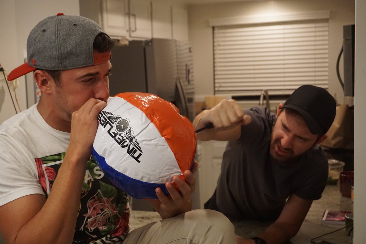 blowing up beach balls
