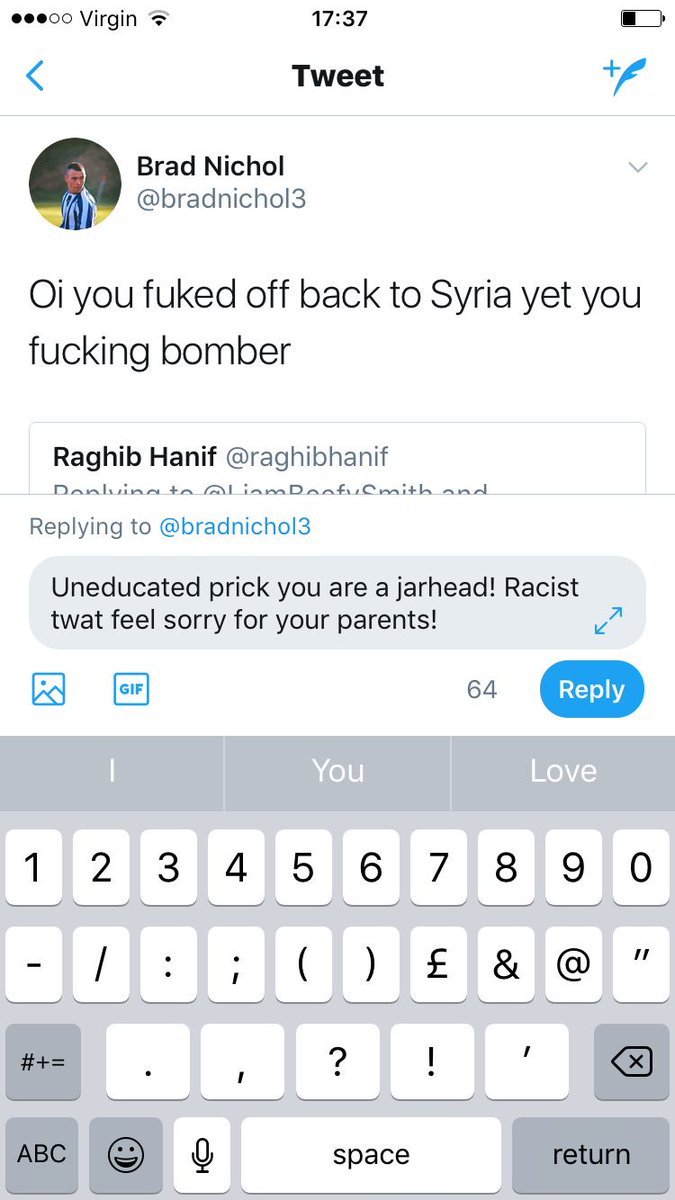 raghibhanif's tweet photo. This is the kind of racist stuff I have to put up with please report this idiot sending me loads of nasty messages 😡 https://t.co/SxHnPzkop6