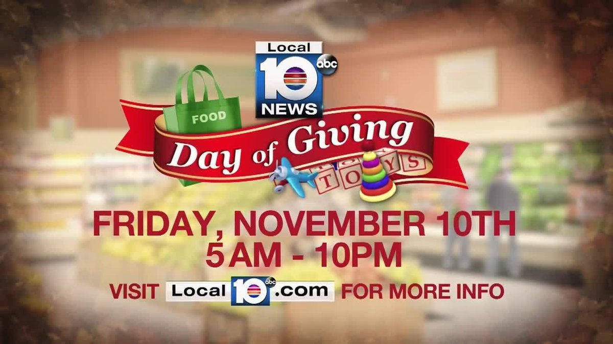 Save the Date: Nov. 10 is Local 10 News' Day of Giving bit.ly/2hlR1c2?source… https://t.co/Sm0dJ8vmPp
