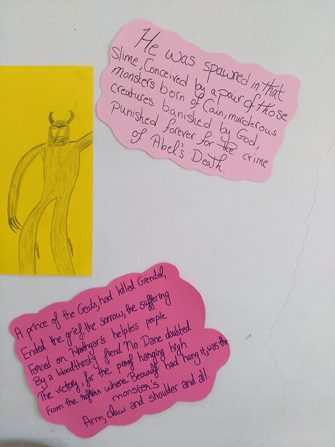 RHHS_EngDept's tweet photo. SE 2 humanities Epic of Beowulf students draw a scene from the epic, extracted important quotations and highlighted the epic elements. https://t.co/YXOw0kZnlF